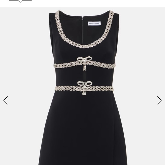 Self-Portrait Black Mini Bodycon Dress with Slit and Ruched Details - Picture 2 of 10